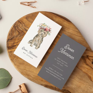 Boho Flower Crown Pup   Pet Care Business Card