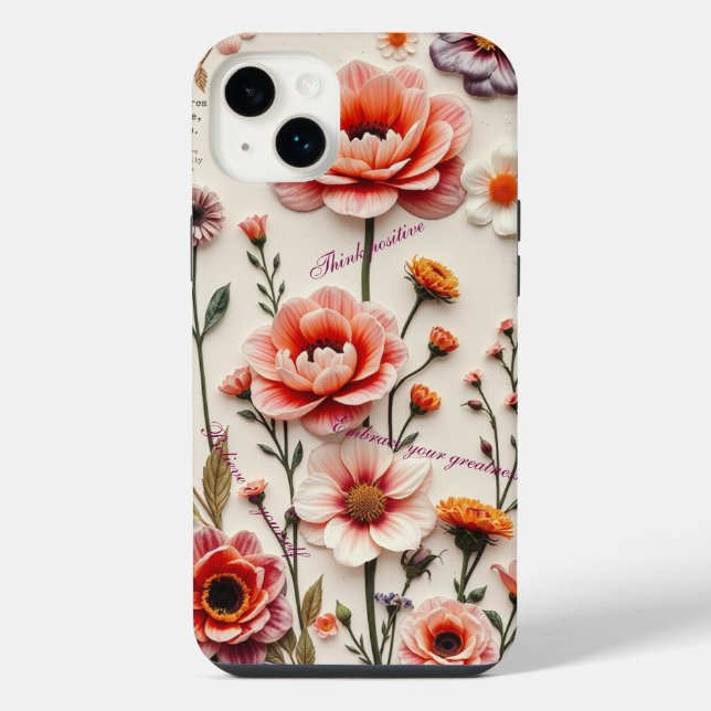 boho flower customisable quote  iPhone case (Back)