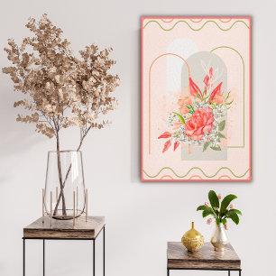 Boho Flower Design 24"x36" Stretched Canvas Print