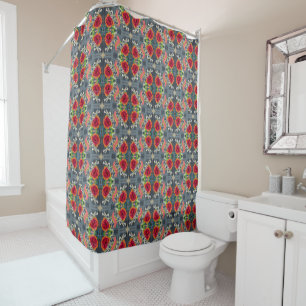 boho flower design roses shower curtain