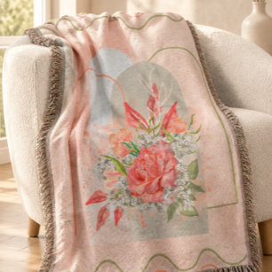 Boho Flower Design Throw Blanket