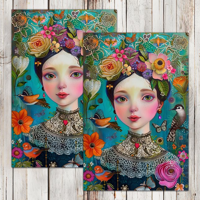 BOHO FLOWER GIRL DECOUPAGE TISSUE PAPER (BOHO FLOWER GIRL DECOUPAGE TISSUE PAPER)