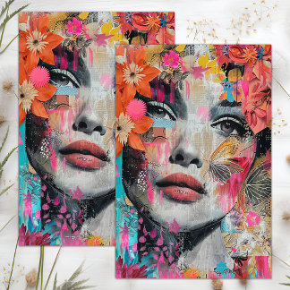 BOHO FLOWER GIRL DECOUPAGE TISSUE PAPER