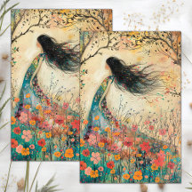 BOHO FLOWER GIRL DECOUPAGE