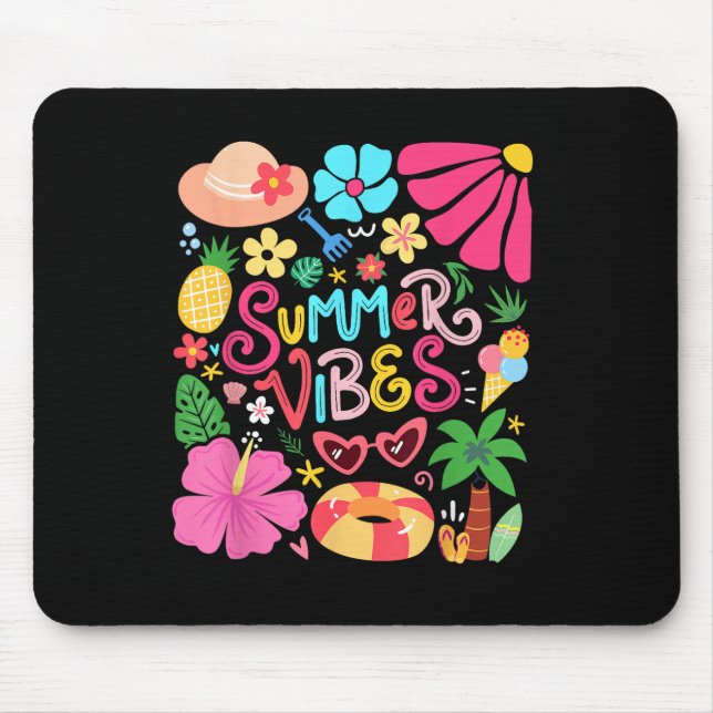 Boho Flower Hello Summer Vibes Funny Beach Life Me Mouse Mat (Front)
