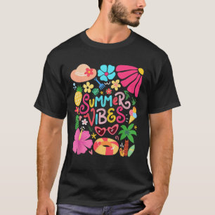 Boho Flower Hello Summer Vibes Funny Beach Life Me T-Shirt