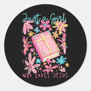 Boho Flower Just A Girl Who Loves Jesus Religious  Classic Round Sticker