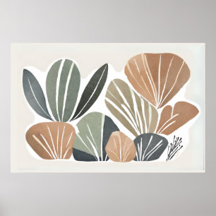 Boho Flower Leaf Botanical art style Simple Modern Poster