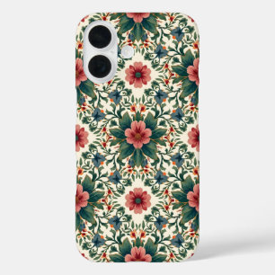 Boho Flower Magic - in Shades of Green and Pink iPhone 16 Case