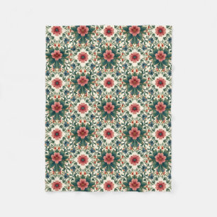 Boho Flower Magic - in Shades of Green and Pink Fleece Blanket