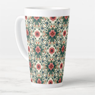 Boho Flower Magic - in Shades of Green and Pink Latte Mug