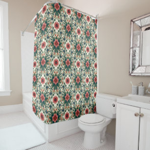 Boho Flower Magic - in Shades of Green and Pink Shower Curtain