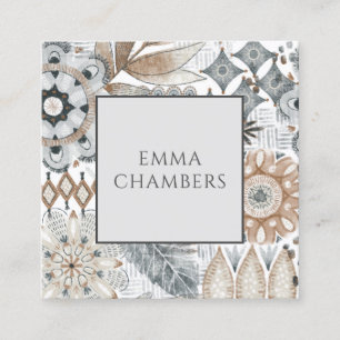 Boho Flower Shapes Doodles Calling Cards