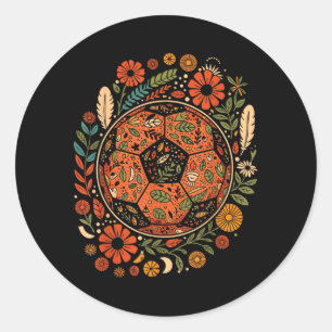 Boho Flower Soccer Ball Classic Round Sticker