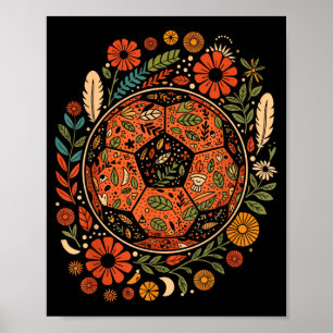 Boho Flower Soccer Ball Poster