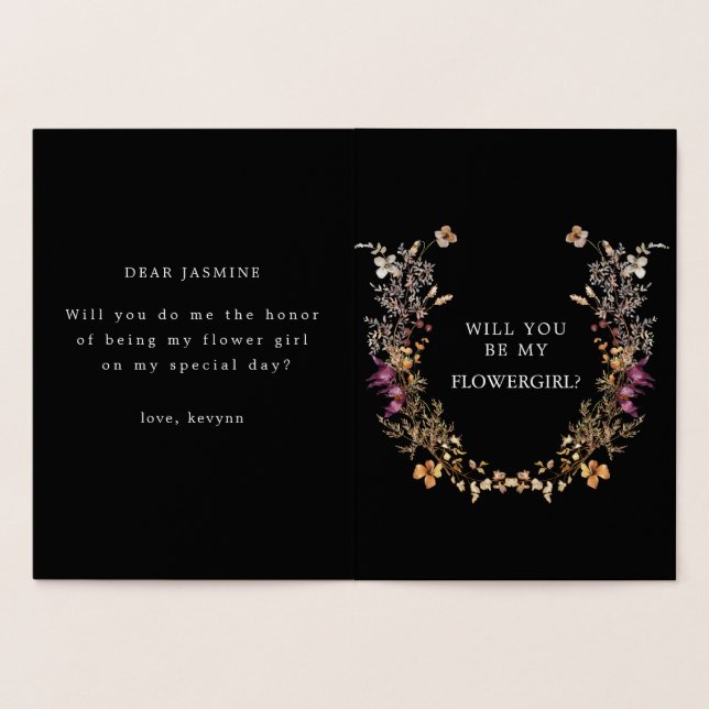 Boho Flower Will You Be My Flower Girl Card (Inside)