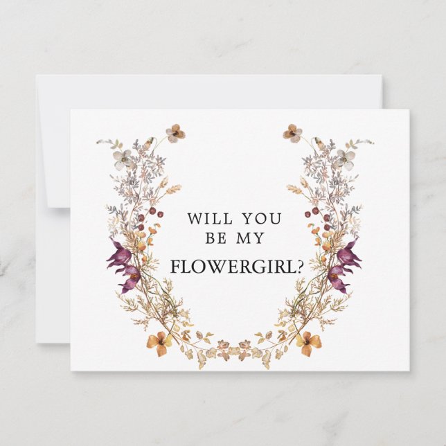 Boho Flower Will You Be My Flower Girl Card (Front)