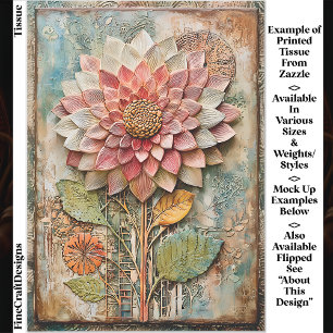 Boho Flower with Artisan Texture DZ9L Decoupage Tissue Paper