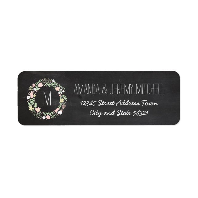 Boho Flower Wreath Rustic Chalkboard Wedding (Front)