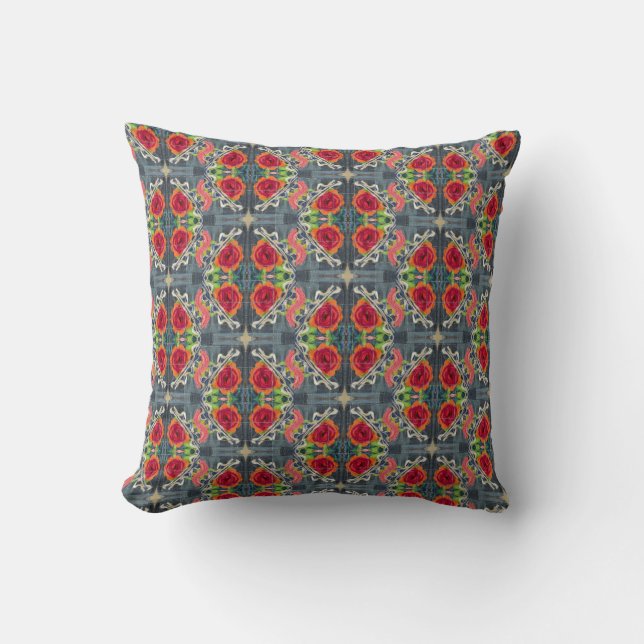 Boho flowerd repeated pattern.  beautiful cushion (Front)