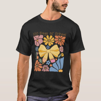 Boho Flowers 100 Days Of School Pencil Coquette Bo T-Shirt