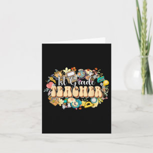 Boho Flowers 1st Grade Teacher Appreciation Back T Card