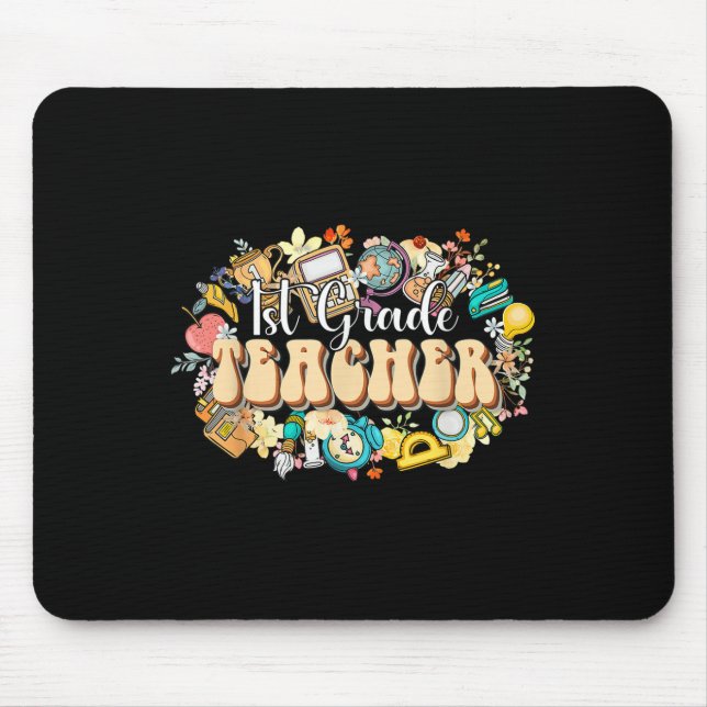 Boho Flowers 1st Grade Teacher Appreciation Back T Mouse Mat (Front)