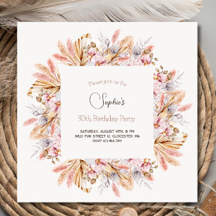 Boho flowers adult Birthday invitation