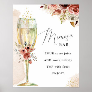 Boho Flowers and Champagne Glass Mimosa Bar Sign
