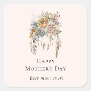 Boho Flowers and Dreamcatcher - Mother's Day Square Sticker