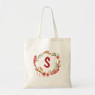 Boho Flowers and Feathers  Tote Bag