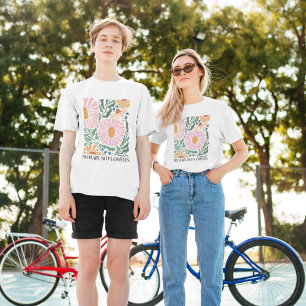 Boho Flowers and Quote No Rain No Flower T-Shirt