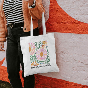 Boho Flowers and Quote No Rain No Flower Tote Bag