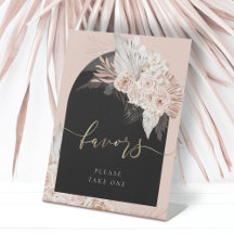 boho flowers arch favours pedestal sign