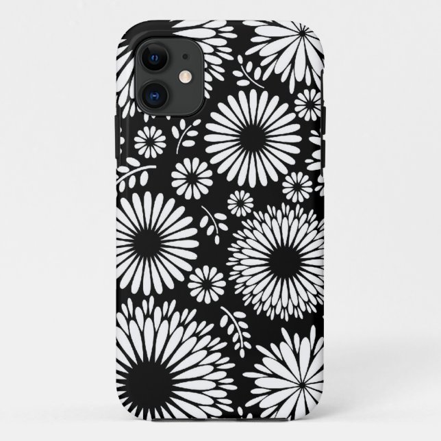 Boho flowers Black and White vector floral pattern Case-Mate iPhone Case (Back)