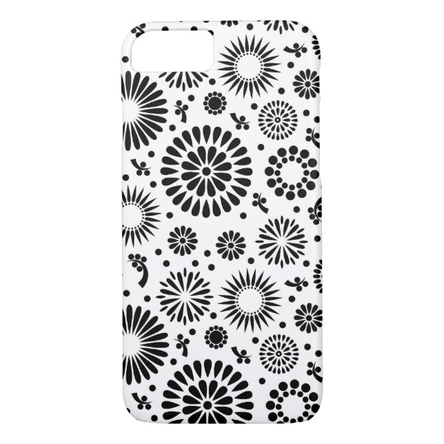 Boho flowers Black and White vector floral pattern Case-Mate iPhone Case (Back)