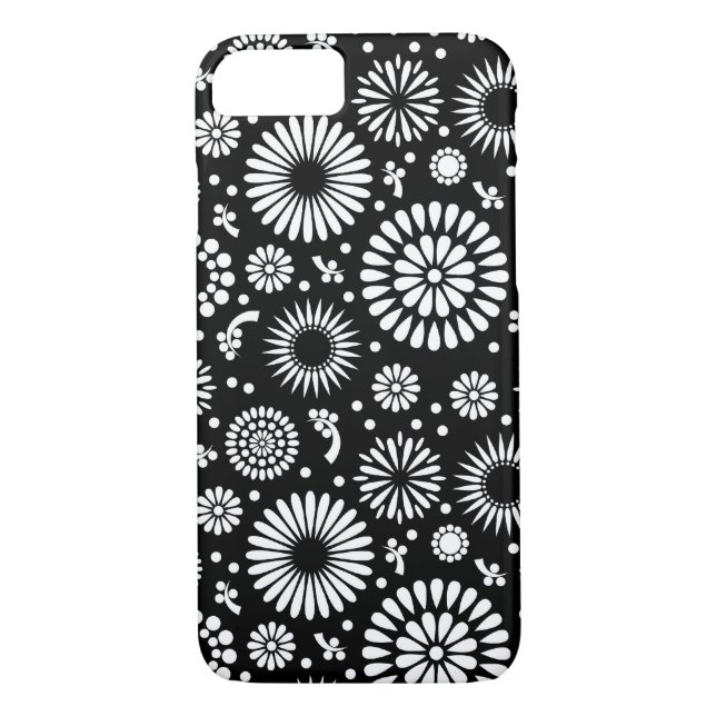 Boho flowers Black and White vector floral pattern Case-Mate iPhone Case (Back)