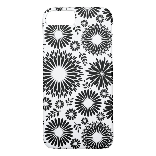 Boho flowers Black and White vector floral pattern Case-Mate iPhone Case (Back)