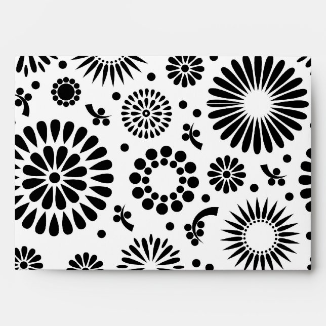 Boho flowers Black and White vector floral pattern Envelopes (Front)