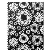 Boho flowers Black and White vector floral pattern