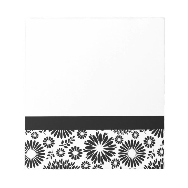 Boho flowers Black and White vector floral pattern Notepad (Front)