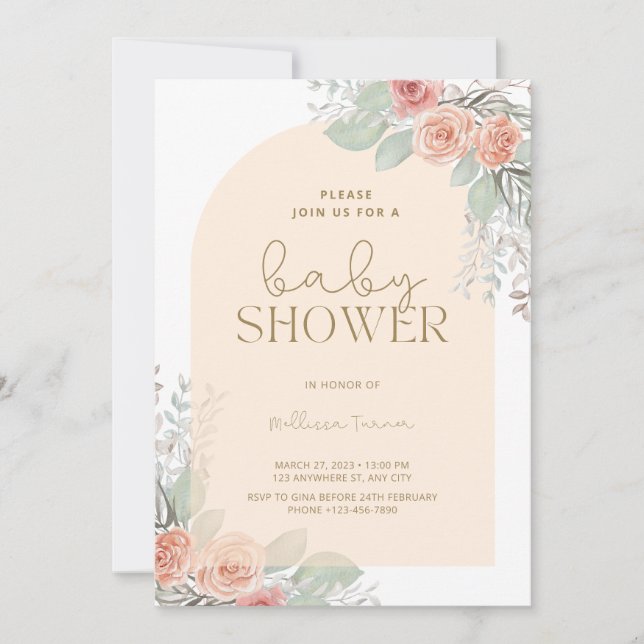 Boho Flowers Bohemian Desert Girl Baby Shower Invitation (Front)