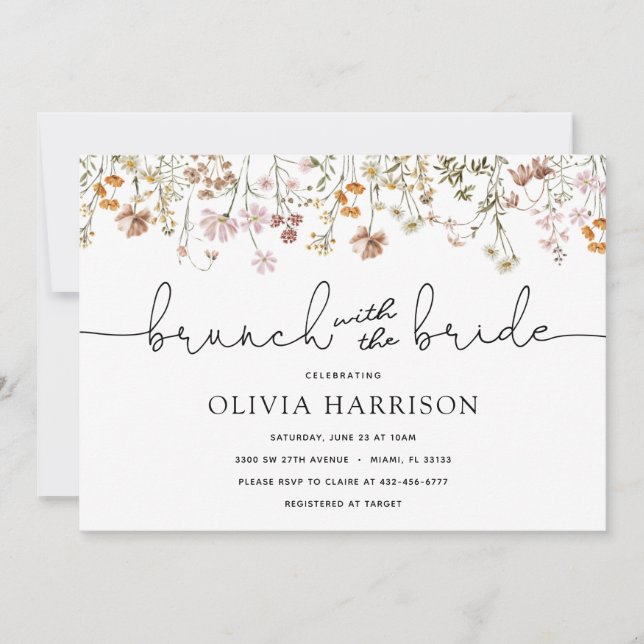  Boho Flowers Brunch with the Bride Shower  Invitation (Front)