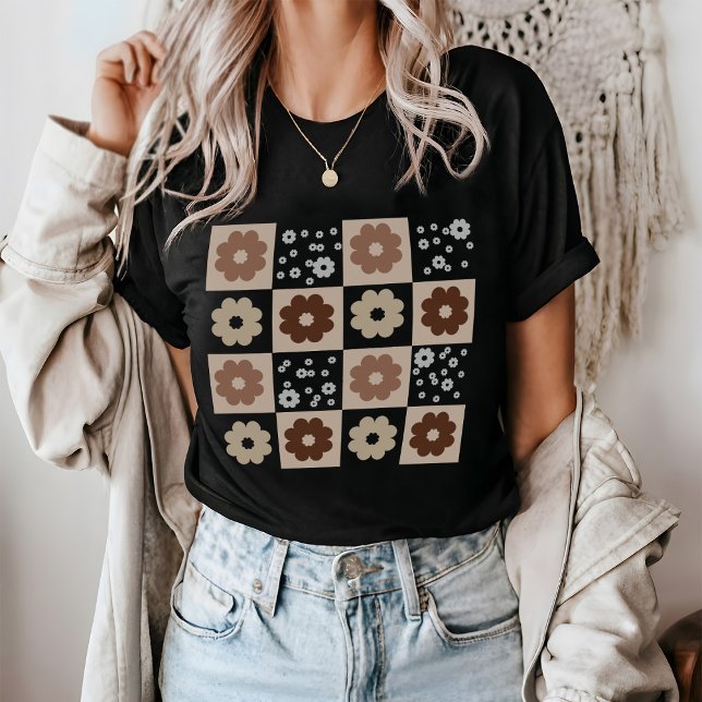 Boho Flowers Chequered T-Shirt (Creator Uploaded)