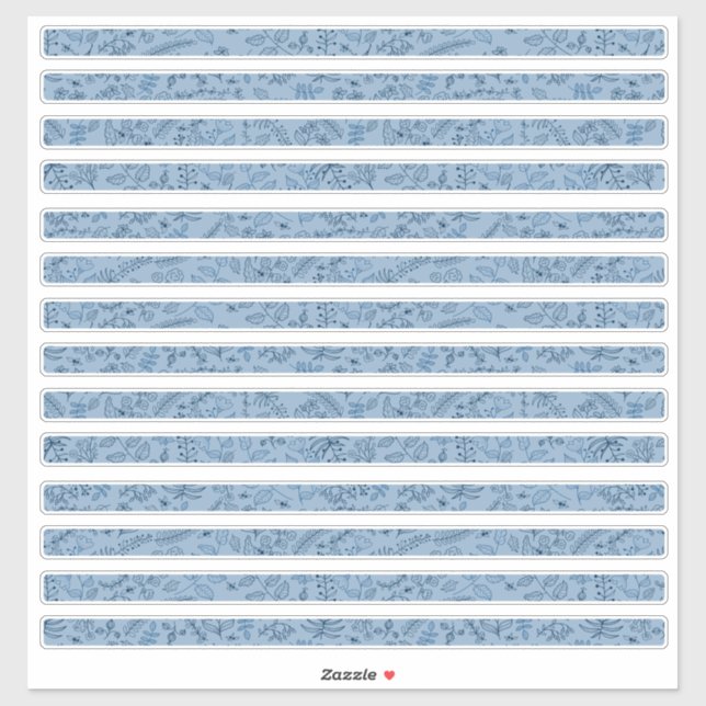 Boho Flowers Classic Blue Thin Strips  (Sheet)