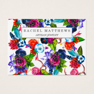 Boho Flowers Deer Antlers Leaves Earring Display