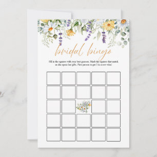 Boho Flowers Dragonfly Bridal Shower Bingo DIGITAL Invitation
