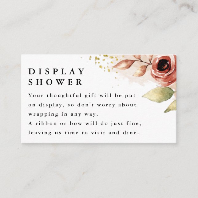 Boho Flowers, Earthy Floral Display Shower Enclosure Card (Front)