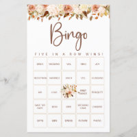 Boho Flowers Fall | Bridal Bingo Game
