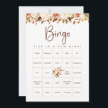 Boho Flowers Fall Bridal Shower Bingo Game Card<br><div class="desc">Celebrate your fall bridal shower with our "Boho Flowers" Bingo game card, featuring rustic and boho chic elements like floral motifs and leaves. This fun and engaging game adds a delightful touch to your celebration, perfect for a last fling before the ring. Guests will enjoy marking off spaces as they...</div>